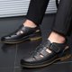 thumbnail image 4 of Sandalias clásicas de cuero genuino para hombre, zapatos casuales ahuecados, cómodos y sólidos para exteriores, zapatos para hombre (27 cm), 4 of 4