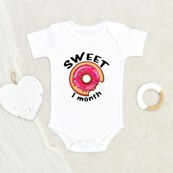 Cute Donuts Baby Clothes - Sweet First Month Baby Clothes - Baby Milestones Baby Clothes
