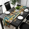 thumbnail image 5 of Butterfly Flower Table Runner Cotton Linen 36 Inch Holiday Dresser Scarves,Yellow Teal Vertical Striped Vintage Tablerunner for Kitchen Coffee Dining Bedroom Living Room Dinner Scarf Décor 13''x36'', 5 of 9