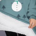thumbnail image 3 of Oversized Wearable Blanket Hoodie,Blue Christmas Snowman Pattern Sherpa Blanket Hoodie with Super Pockets,Super Warm Fuzzy Pullover for Women & Men, 3 of 6