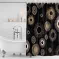 thumbnail image 2 of Polyester Fabric Geometric Black Shower Curtain, Abstract Goldeb White Boho Circle Dot Waterproof Bathtub Curtain Bathroom Decor Set with Hooks 72 x 78 Inches, 2 of 6