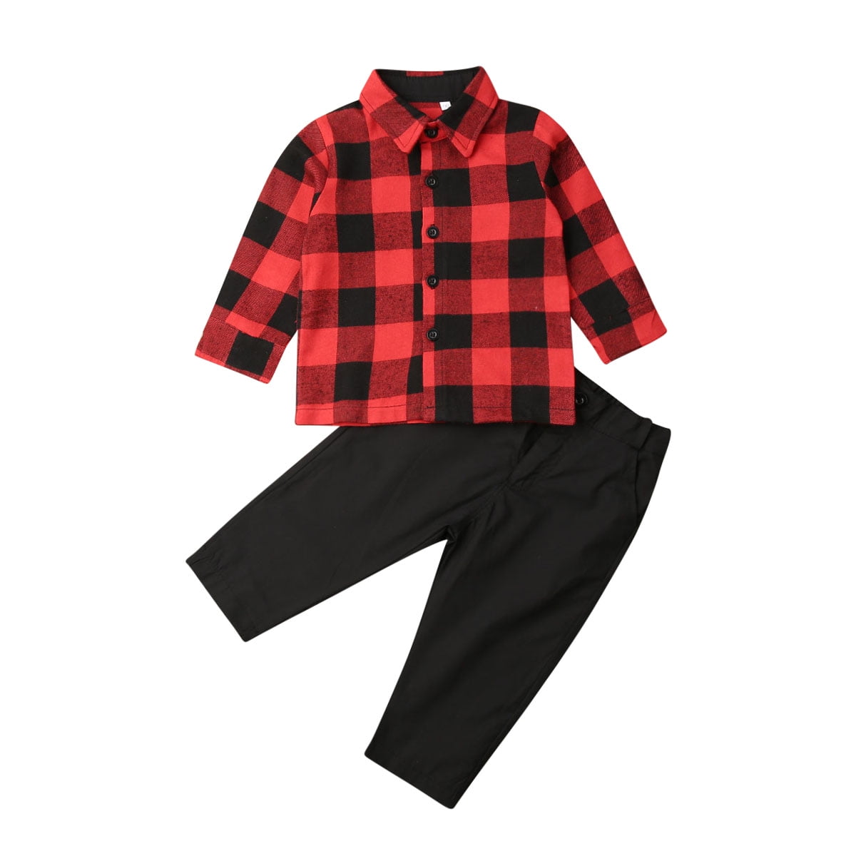 Kids Clothes CieKen Baby Boys Girls Deer T Shirt Top Red Black Plaid Cotton Pants 2 Pcs Outfits Casual Suit