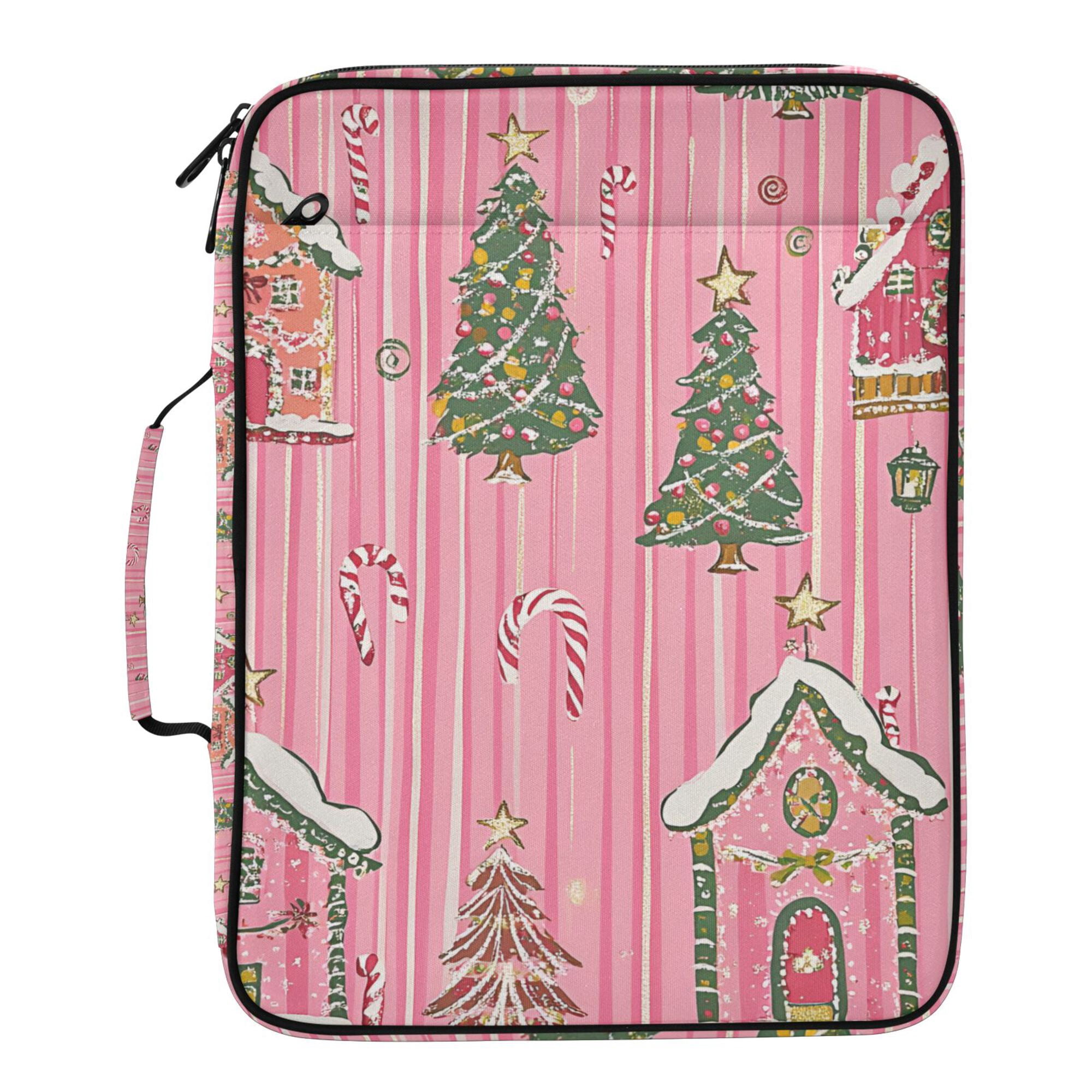 FORMRS Accordion File Folder A4 Size 7-Pocket Expanding Document Organizer Bag with 3 Ring Binder, Pink Gingerbread House