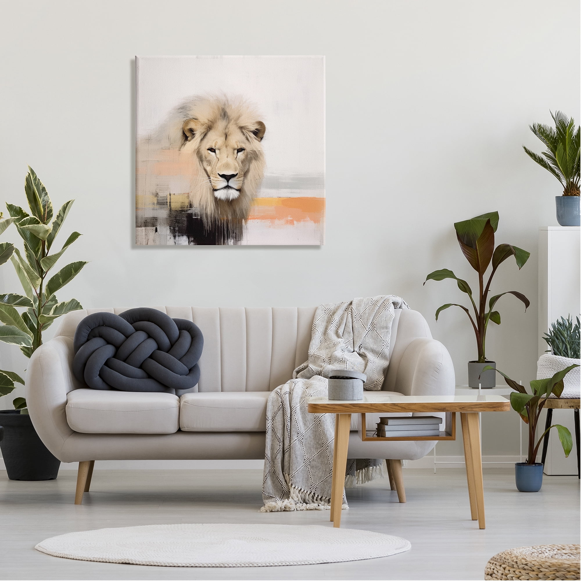 Stupell Industries Abstract Lion Portrait Animals & Insects Painting Gallery Wrapped Canvas Art Print Wall Art, 30 x 30