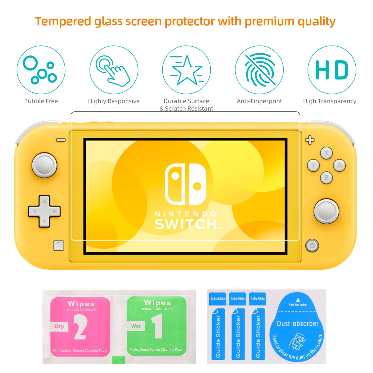 Protective Case Bundle for Nintendo Switch Lite, Tempered Glass 