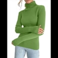 thumbnail image 1 of Suéteres Acanalados para Mujer, Lindos Suéteres de Punto de Cuello Alto, Ajustados y Cálidos Verde un Tamaño, 1 of 9