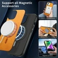 thumbnail image 2 of for iPhone 12 Magnetic Case, Luxury PU Leather Skin-Feel Back Protective Phone Cover Compatible with Mag-Safe Support Car Mount Holder for iPhone 12, Yellow, 2 of 9