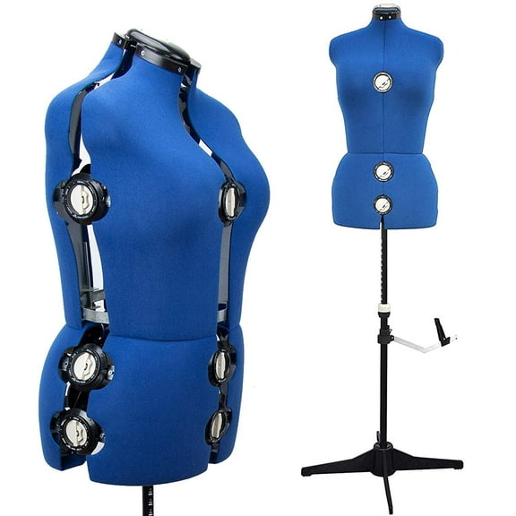 Gex Worldwide 13 Dials Adjustable Women's Blue Dress Form Female Dressform for Sewing