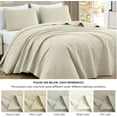 thumbnail image 5 of Chezmoi Collection Luca 3-Piece Oversized Bedspread Set, Queen Size, Ivory, Summer Quilt Lightweight Microfiber Bedspread 100 x 106, Floral Medallion Pattern Coverlet for All Season, 5 of 9