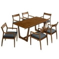 thumbnail image 6 of Modway Solara 7-Piece Wood Dining Set with Vegan Leather Armchairs in Walnut Black, 6 of 10