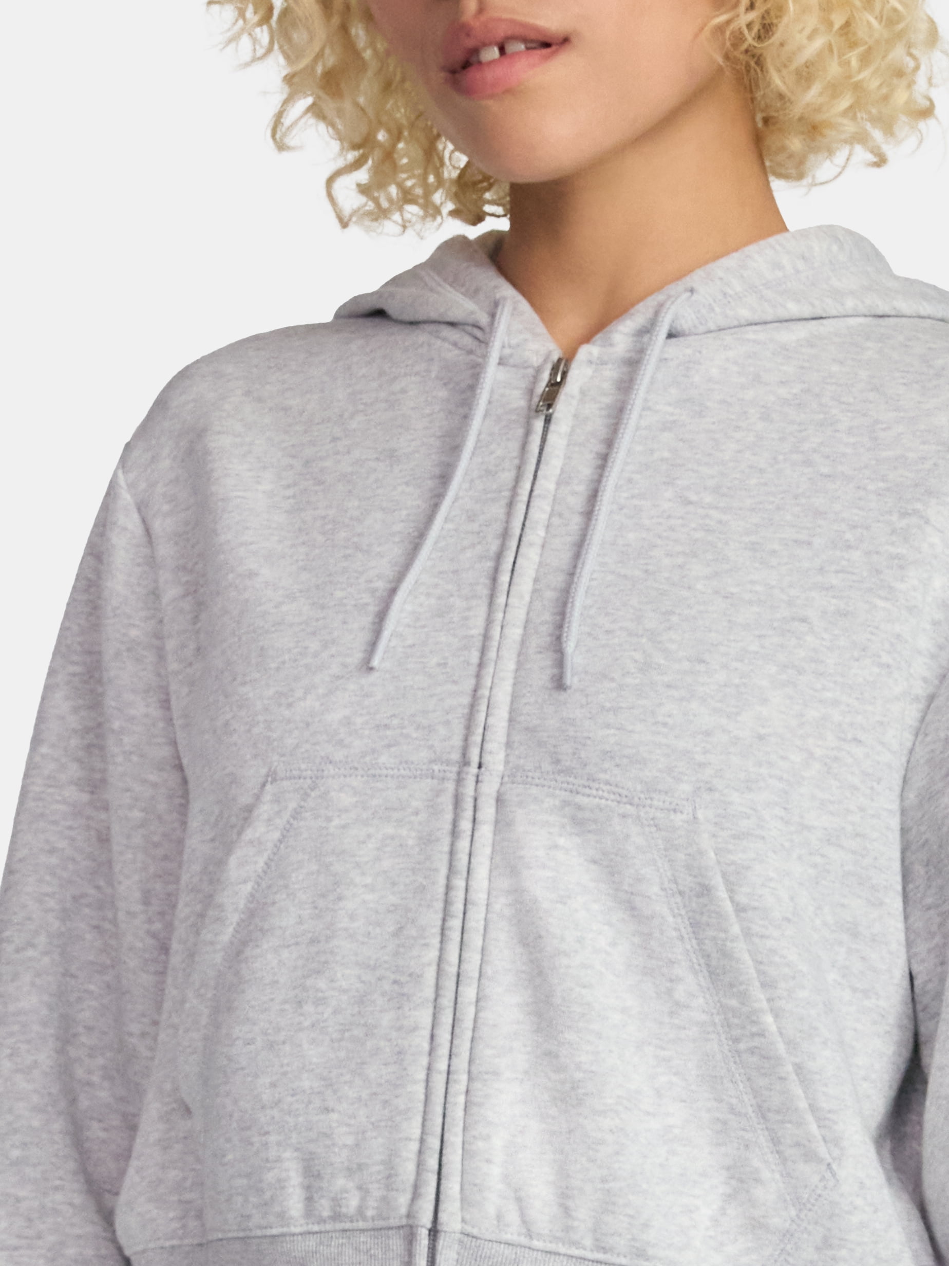 No Boundaries Cropped Fleece Zip Hoodie, Women’s