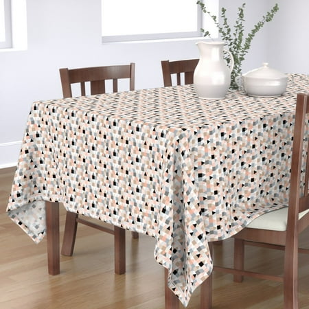 

Cotton Sateen Tablecloth 70 x 144 - Geometric Triangle Pastel Peach Blush Scandinavian Home Print Custom Table Linens by Spoonflower