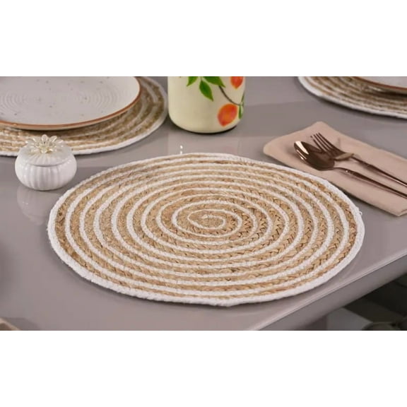 Handwoven Round Jute Table Mat – Natural Rustic Placemat for Dining Table, Kitchen & Home Décor | Eco-Friendly, Heat-Resistant, Non-Slip – Boho Farmhouse Style (1 Piece)