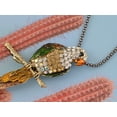 thumbnail image 3 of Antique Golden Tone Multicolored Tropical Parrot Bird Pendant Rope Necklace, 3 of 5