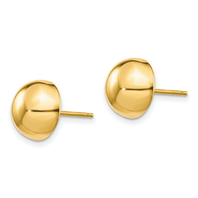 Polished Button Half Ball Post Stud Earrings in Real 14k Yellow