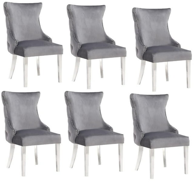 Chaises Stonefort grises (lot de 6) pour salle à manger (Silver Import)