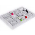 thumbnail image 2 of 12 Grids Watch Box Grey Fashion Suede Ice Velvet Display Tray with Pillow, 2 of 3