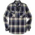 thumbnail image 1 of Camisa de flanela xadrez casual masculina, manga comprida, diseño de bolso duplo no peito, botão impresso, nova moda, 1 of 5