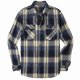 thumbnail image 1 of Camisa de flanela xadrez casual masculina, manga comprida, diseño de bolso duplo no peito, botão impresso, nova moda, 1 of 5