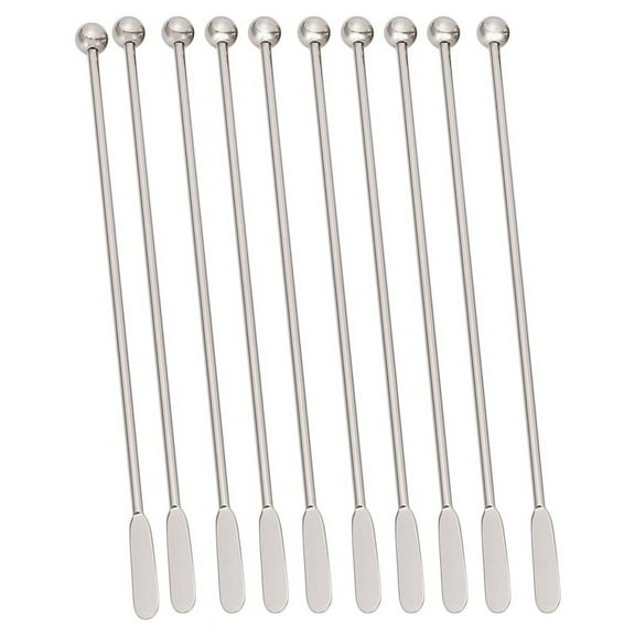 10pcs Swizzle Sticks Metal - Stainless Steel Mixing Cocktail Coffee Stirrers for Wine Juice 7.5 inch, 10Pieces Pack
