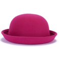 thumbnail image 1 of Trendy Women Solid Color Bowler Derby Wool Felt Hat, 1 of 5