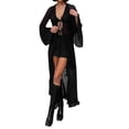 thumbnail image 3 of Women's Summer Tie Up Long Cardigan Black Long Sleeve Open Front Cardigan Streetwear, 3 of 10