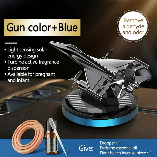 Fiudx Aromaterapia Solar para Coche, Adorno de Aleación con Diseño de Helicóptero, Difusor de Fragancia Giratorio, Aroma Natural, Suave y No Irritante, Decoración para Coche y Oficina, 8 Ml de Aceite