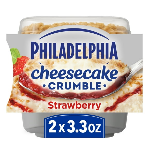 Philadelphia Cheesecake Crumble Dessert, 2 Pack, for Easy Desserts and On-the-Go Snacking, Strawberry, No Artificial Preservatives, Flavors or Dyes, 6.6 oz