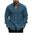 thumbnail image 2 of Mens Shirts Under $5.00 Button Up Long Sleeve Casual And Comfortable Collar Printed Top Shirt, 2 of 5