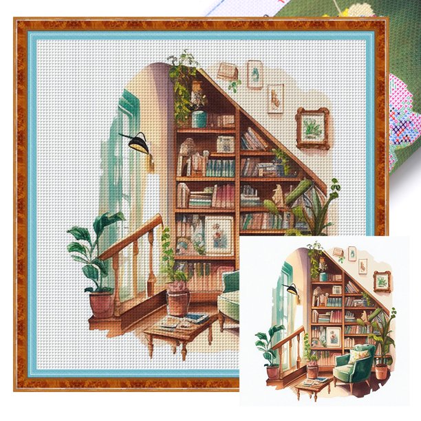 Hilo de algodón ecológico Wdftyju Bordado 11CT 3 Hebras 50x50cm Kit Serie Paisaje punto cruz