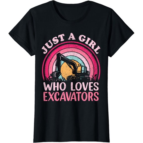 Excavator Lover Vintage Just A Girl Who Loves Excavators T-Shirt