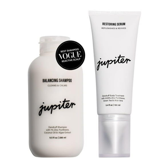 Jupiter Anti-Dandruff Shampoo and Serum, for Women & Men, Dermatologist-Formulated for Flaky, Itchy, Oily, & Dry Scalp, Sulfate-Free, Vegan, Color-Safe, & Paraben-Free, Shampoo