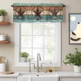 thumbnail image 2 of Barn Star Valance Curtain Turquoise Wood Grain Window Valances Rod Pocket Short Curtains Window Treatments for Kitchen Bedroom Bathroom Laundry 56" x 16", 2 of 9