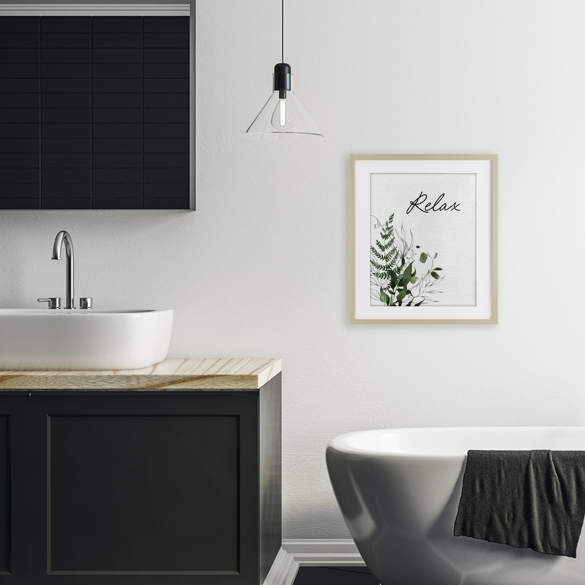 Relax Ferns & Botanicals Birch Framed Print Under Glass, design by Lettered and Lined
