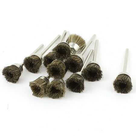 

12 Pcs Replacement Rotary Tool 15mm Dia Brown Nylon Brush Wheel Polisher