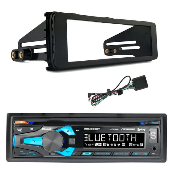 Dual XDM290BT in-Dash Bluetooth MP3 AUX USB AM/FM Radio CD Player Stereo Receiver with Single DIN Stereo Installation Kit for select 1998-2013 Harley Davidson Touring Motorcycles
