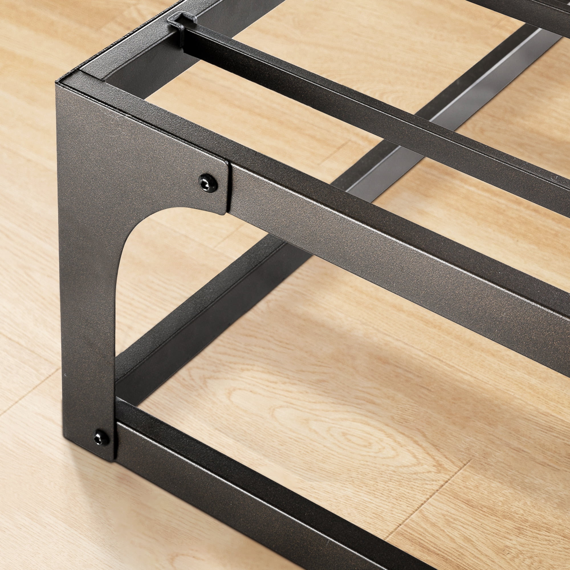Mellow Ace of Base 12" Metal Platform Bed with Steel Slats, Black, Twin