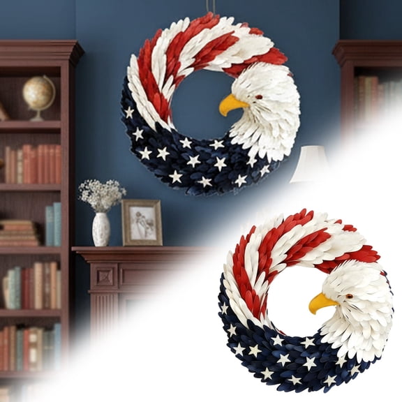 2026 Anniversary Decorations Patriotic Wreaths for Front Door, 250th Anniversary Eagle Wreath Renewed 4th of July Independence Day Decor for Outside Home Wall Porch (40 cm)