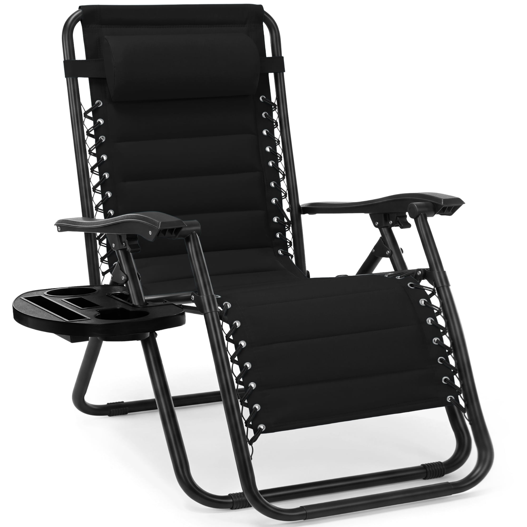 Best Choice Products Padded Zero Gravity Chair with Side Tray & Adjustable Headrest - Black