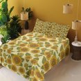 thumbnail image 2 of Ambesonne Vintage Fitted & Top Sheet Set with Shams, Funky Style Sunflower, Green Yellow, 2 of 5