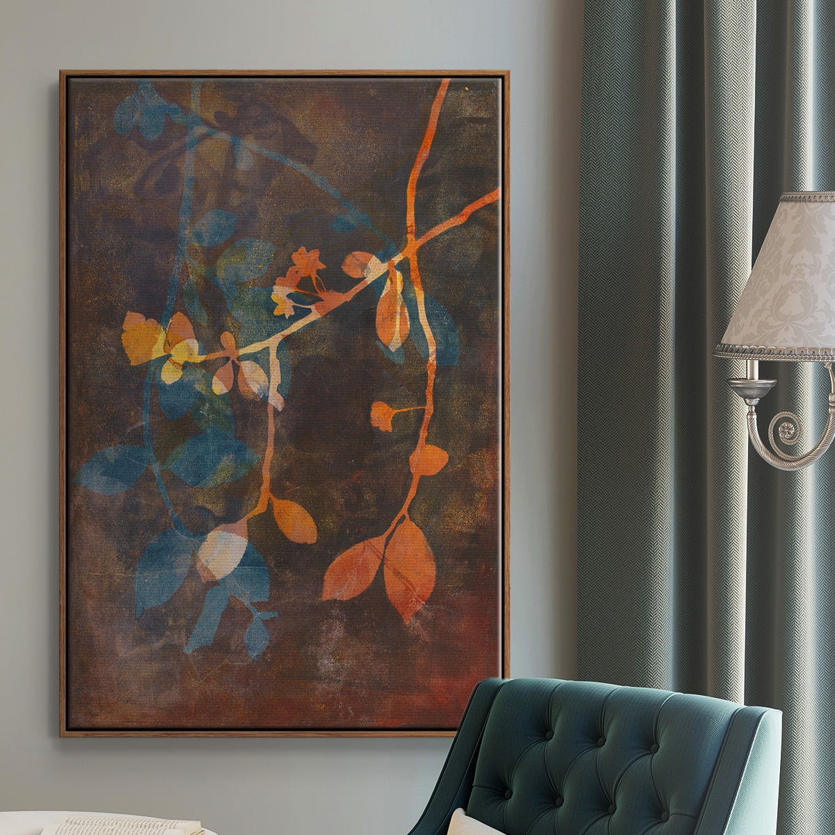 Branching Out V Framed Premium Gallery Wrapped Canvas - Ready to Hang - 27 x 41 - Walnut Floating Frame
