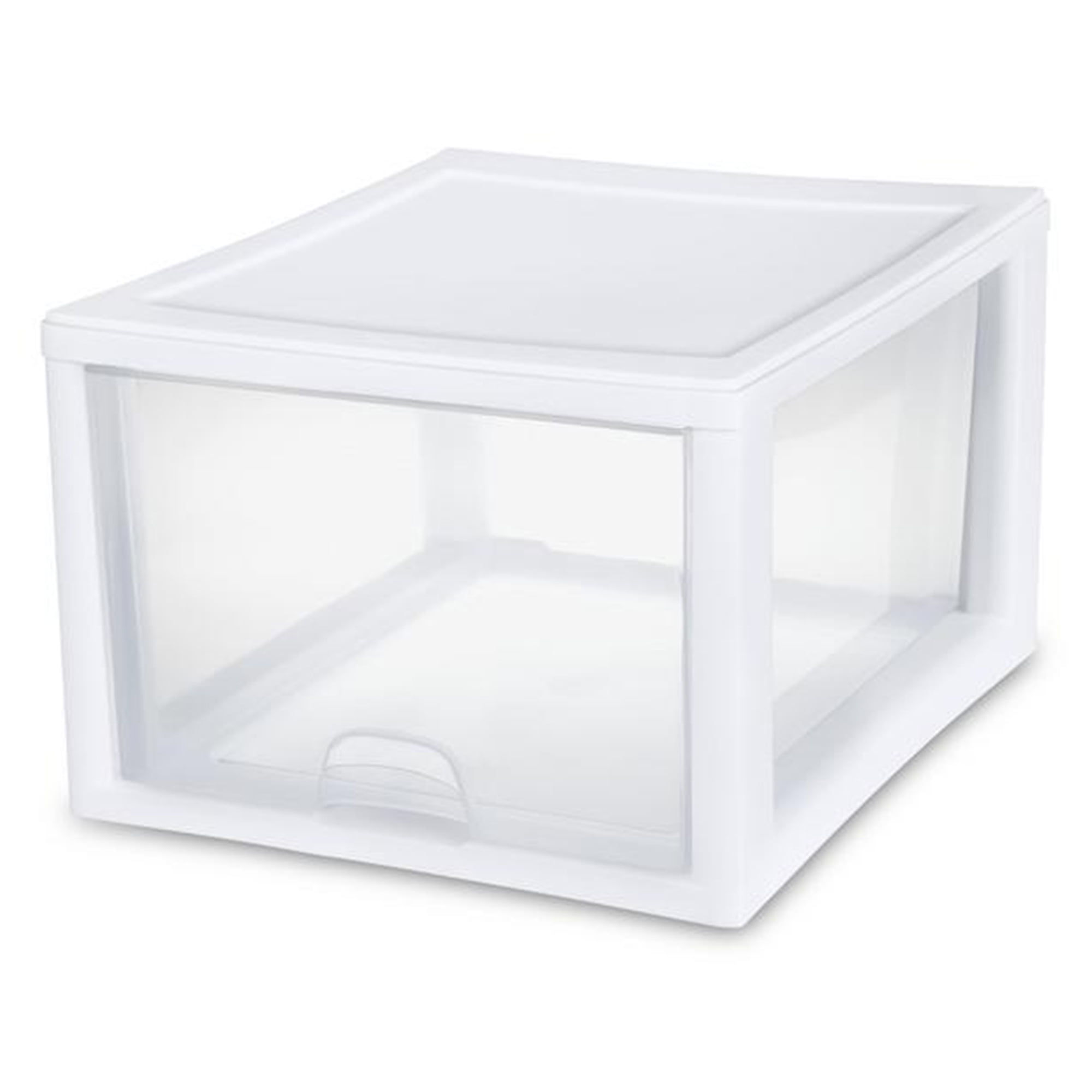 Sterilite 27 Quart Plastic Stackable Storage Container Bin W/built-in  Handles And Removable Lids, Clear Base W/white Frame : Target