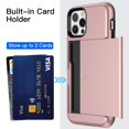 thumbnail image 3 of JETech Wallet Case for iPhone 12 Pro Max 6.7-Inch with Card Holder, Dual Layer Shockproof Protective Phone Cover, Sliding Hidden Slot (Rose Gold), 3 of 7