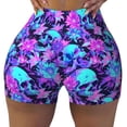 thumbnail image 2 of Lsque Flower Happy Skull Pattern High Waisted Biker Shorts for Women-Tummy Control Fitness Athletic Workout Running Yoga Gym Shorts,Moisture-Wicking-X-Large, 2 of 9