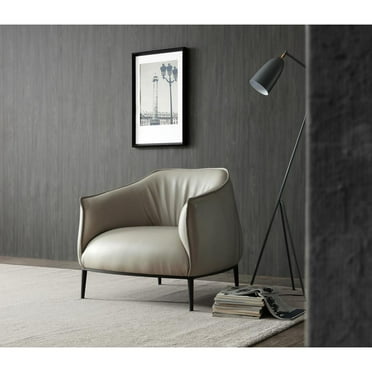 Benbow Leisure Chair, Light Grey Faux leather. Sanded Black coated steel base.