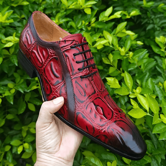 Men Trendy Top Upper Derby Shoes Comfy Non Slip Lace Up Ru Oxford Wedding Shoes