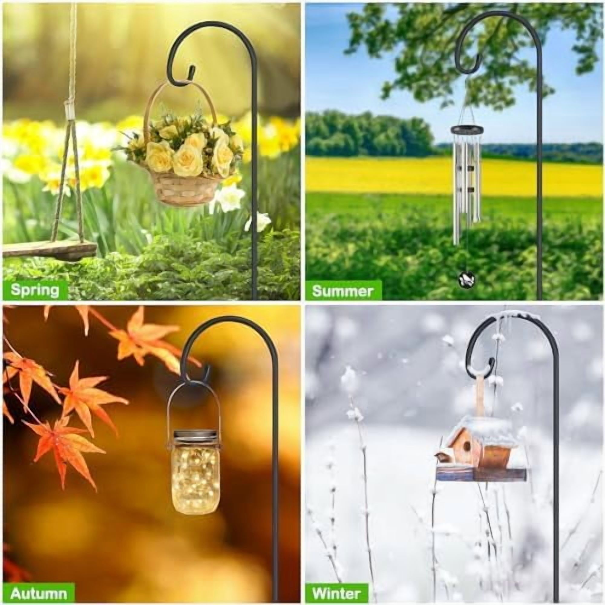 Jointown Adjustable 48 Inch Small Shepherd Hooks for Outdoor, Garden Hook for Lanterns, Shepard Hooks for Hanging Plants, Bird Feeders, Solar Lights, Mason Jars, Weddings Decor,2 Pack