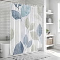 thumbnail image 5 of Sage Green Blue Leaves Shower Curtain Set - Long 72" x 84" Washable Bathtub Curtain with 12 Hooks, Vintage Rustic Botanical Waterproof Fabric Stall Shower Curtains for Bathroom/Bathtub Décor, 5 of 6