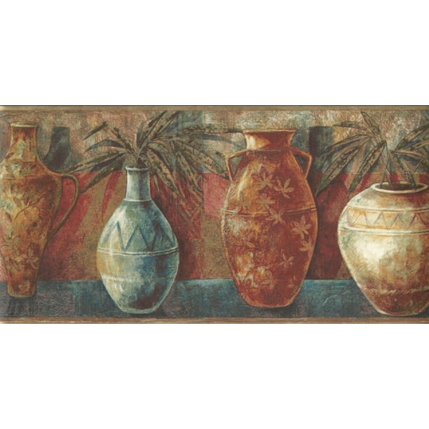 879544 Southwestern Pottery Vases Wallpaper Border MN5028 - Walmart.com