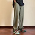 thumbnail image 3 of Pantalones de pierna ancha rectos de algodón para hombre, pantalones Cargo sueltos, marca Tide, nueve puntos, deportes de gimnasio, pantalones casuales con Bolsillo grande, 3 of 4